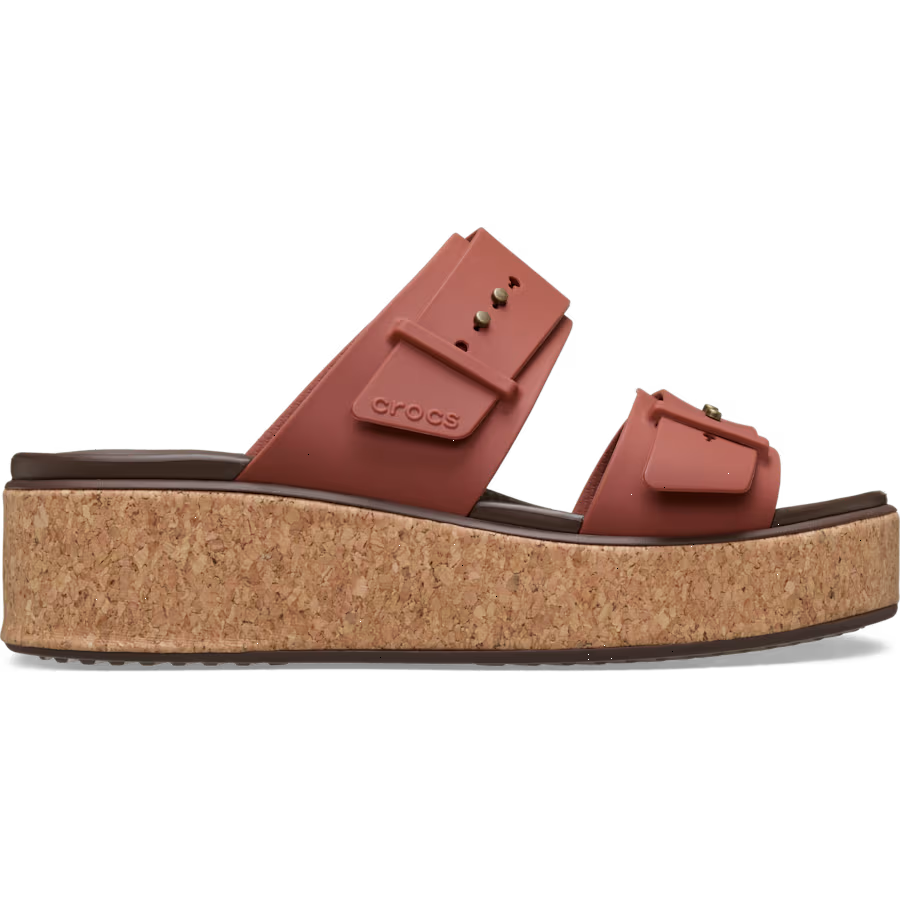 Brooklyn Buckle Low Wedge Cork Sandal